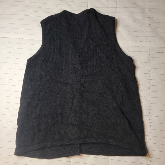 Vintage Theme Works Christmas Sweater Vest M Santa Knit Ugly Tree Embroidered - Picture 6 of 6